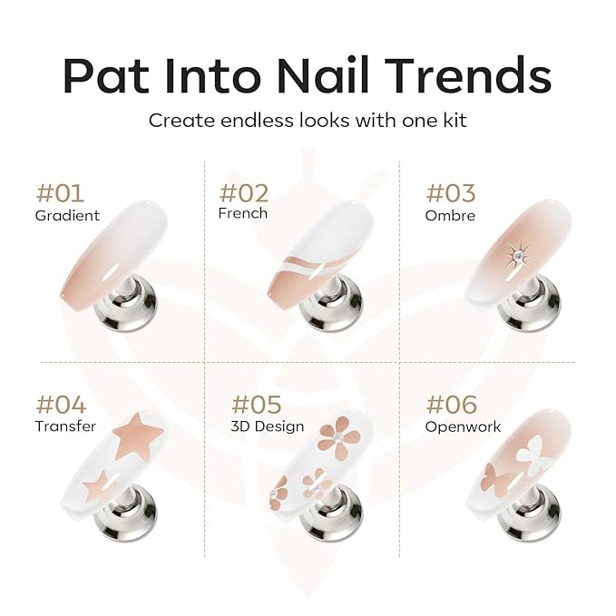 modelones Patting Gel Nail Polish Kit with Preserve Color Top Base Coat, Nude Color Pat Paint Gel Pigmented for Ombre & Gradient & Blush Blooming & French Tip Aura Nail Art Set for Women