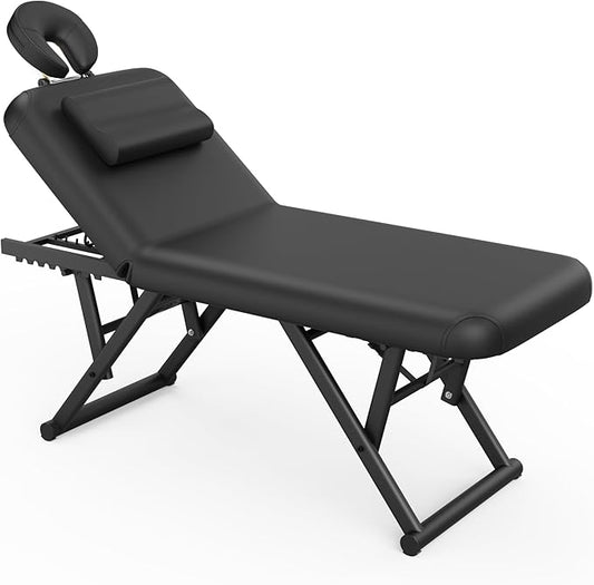 Olela Heavy Duty Stationary Massage Table - Adjustable Massage Table with Adjustable Height & Backrest, Treatment Tables with PU Leather, C-Shaped Pillow and Sturdy Metal Frame Support Up to 1000LBS
