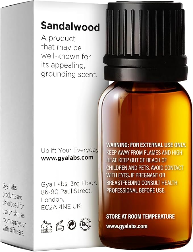 100% Pure Sandalwood Essential Oil - 0.34 Fl Oz - Sandalwood Oil for Hair, Skin, Diffuser, Aromatherapy & DIY Candle Making Scent