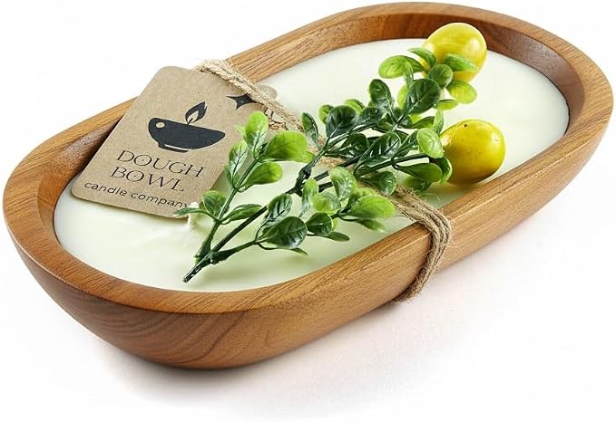 Dough Bowl Candle Co. Lemon Pound Cake Candles for Home - 10x6 40H Lemon Decor for Kitchen or Bathroom, Large Non Toxic Scented Soy Candles for Relaxation Stress Relief, 3 Wick Aromatherapy for Women
