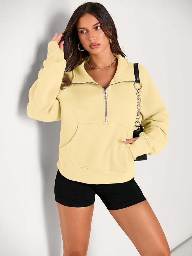 AUTOMET Womens Sweatshirts Half Zip Fleece Pullover Fall Outfits | Fall Fashion Clothes 2026,Cropped Sweatshirts,Cute Y2k Tops,Quarter Zipper Sweater,Winter Loungwear Outfits