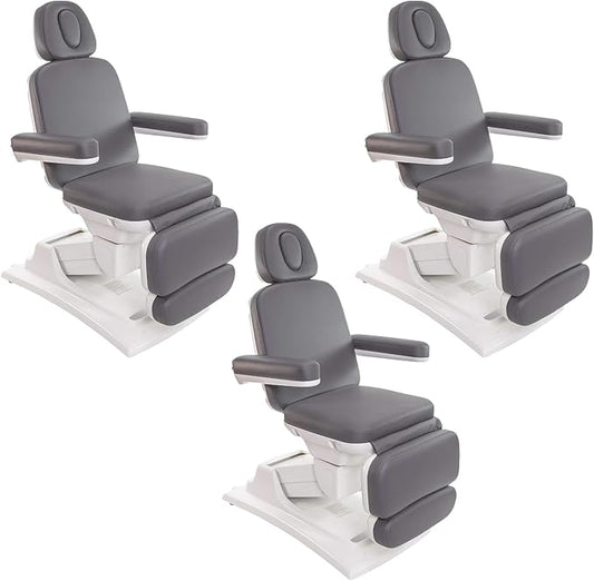 Medical Spa Exam Chair - Electric Massage Table for Spa Facial Solutions - 4-Motor Salon Bed with Remote Control, 2-Year Warranty - Esthetician Equipment for Medical Office - Gray