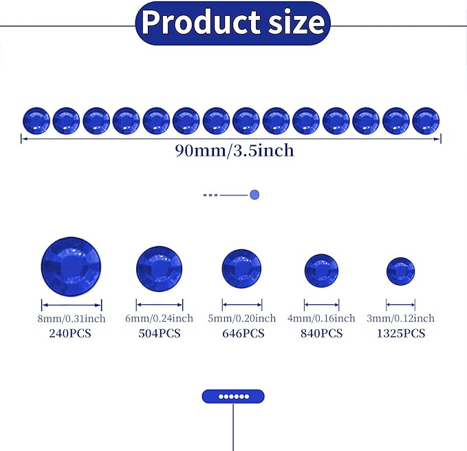 3555pcs Self Adhesive Face Gems for Makeup, Festival Jewels, Hair Gems, Rhinestone Stickers for Face, Eye, Makeup, Nail, Body, Crafts 5sheets (darkblue-3/4/5/6/8mm)