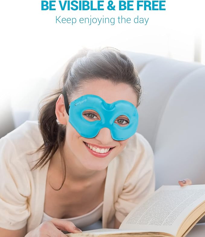 Comfytemp Cold Gel Eye Mask, Cooling Eye Ice Pack for Puffiness, Reusable Cold Compress Sleeping Mask for Puffy Eye, Dry Eyes, Sinus, Dark Circles, Migraines Relief, 2 Temp Side, Get Well Gift, 1 Pcs