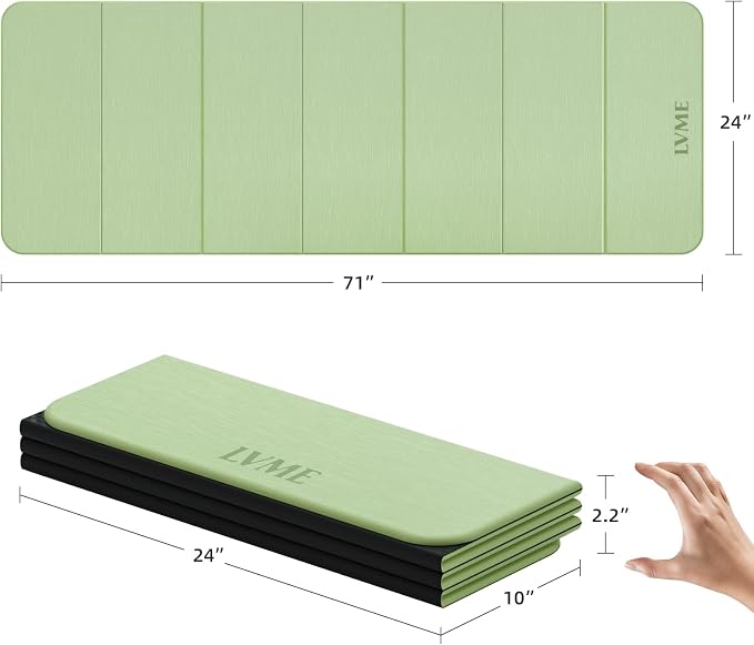 Foldable Yoga Mat 0.32 inches Thick(8mm), SGS Certified POE Material | Non Slip, 71 x 24 inches, Foldable for Travel, Pilates, Camping, Environmental Sports Mat, Odorless