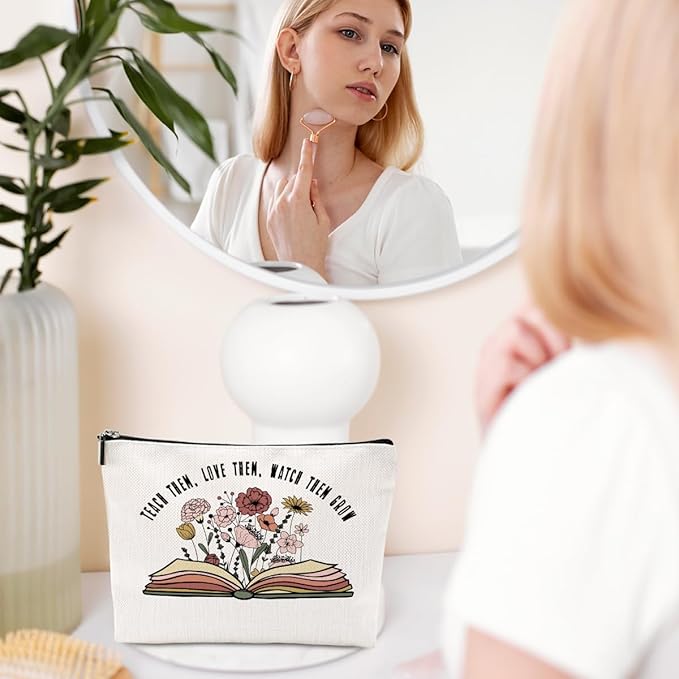 Inspirational Teacher Gifts: Cosmetic Bag & Makeup Pouch - Perfect for New Teacher, Retirement, Christmas & Birthday Gifts