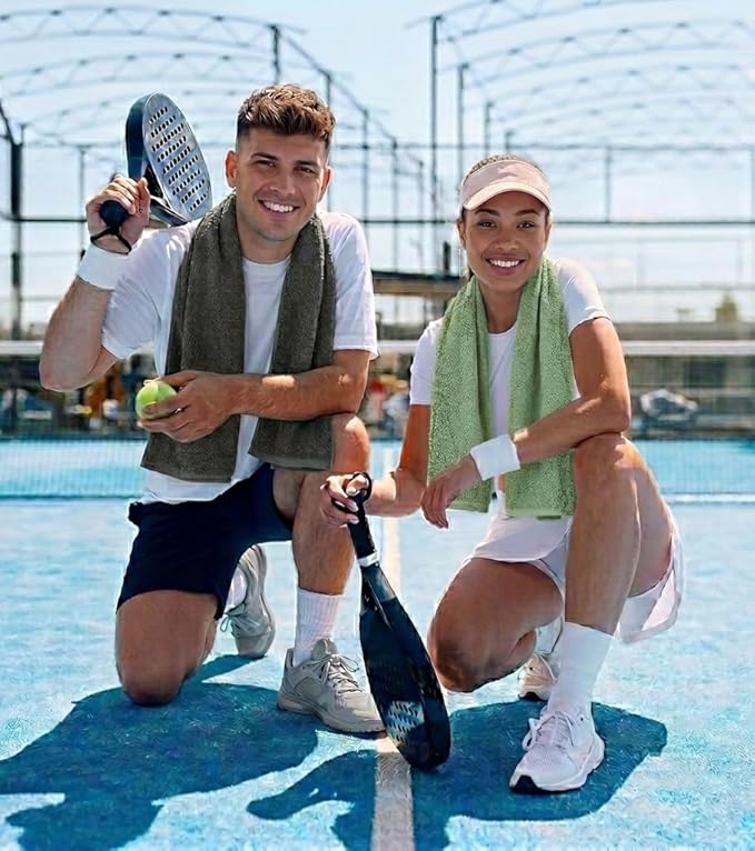 NUKURA 12’’ x 40’’, 450 GSM Sweat Towel, Extra Absorbency 100% Cotton Towel, Running, Pickleball, Gym, Neck Towel, Tennis, Camping, Turquoise