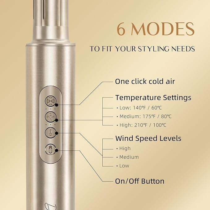 DORISILK 8 in 1 Hair Styler & Hair Dryer Brush Blow Dryer, 110,000 RPM High-Speed Hot Brush Styler, Ionic Smooth Cepillo Secador de Cabello Multi Straightener Curler Volumizer Dryer, Champagne Gold