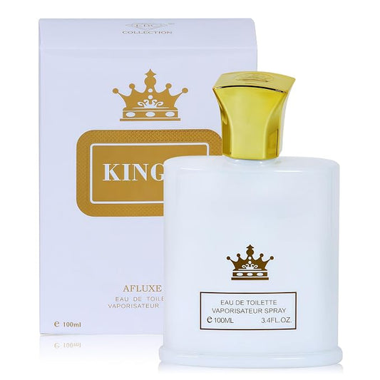 AFLUXE King-D White Long-Lasting Cologne for Men | Citrus, Aromatic & Woody Scent | Eau de Toilette 100ml Spray | Day to Night Fragrance