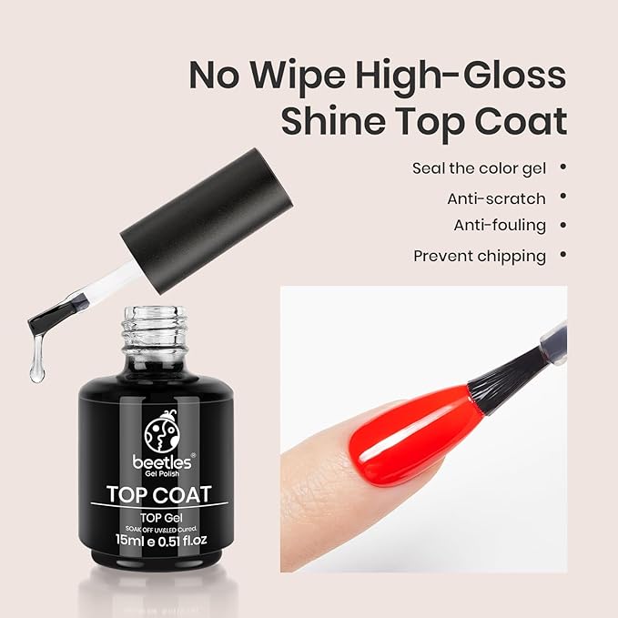 Beetles Jelly Gel Nail Polish 15ml Neutral Nude Pink Set with 2 Pcs 15ml No Wipe Gel Top Coat and Base Coat Set Rose Cocktail Soak Off Translucent UV LED Nail Lamp Nail Art Gel 0.5Oz