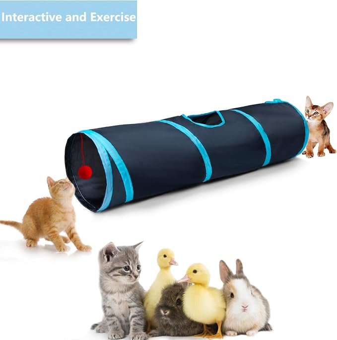 Cat Tunnel Tube Toys，Tunnels for Indoor Cats, 2 Way Foldable