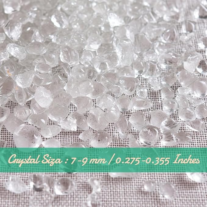 Polished Clear Quartz Crystal Chips 200 Pcs - 0.3", Tumbled Stone Chips Crushed Sea Glass Stones Healing Reiki Crystal Making Home Decoration