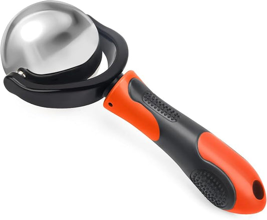 Catcan Cold Massage Roller Ball, Cold Therapy Relief, Portable Fitness Ice Roller Ball with Handle, Great Tool for Back/Neck Pain (Orange)