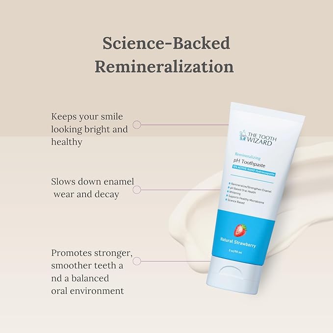 THE TOOTH WIZARD pH Balancing Toothpaste | Natural Strawberry Flavor | Fluoride-Free | SLS-Free | Gentle Whitening | Supports Healthy Oral Microbiome | 3 oz