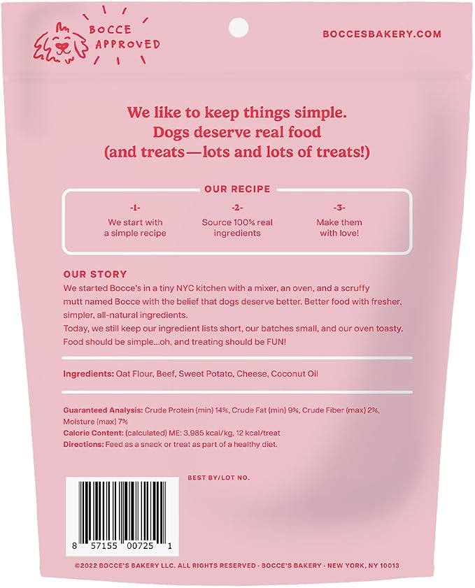 Bocce's Bakery Burgers & Fries Flavor Crunchy Biscuits Dog Treats, 5 oz | Oven Baked, Wheat-Free Everyday Dog Treat Biscuits - Made with Real, Limited Ingredients and Baked in The USA