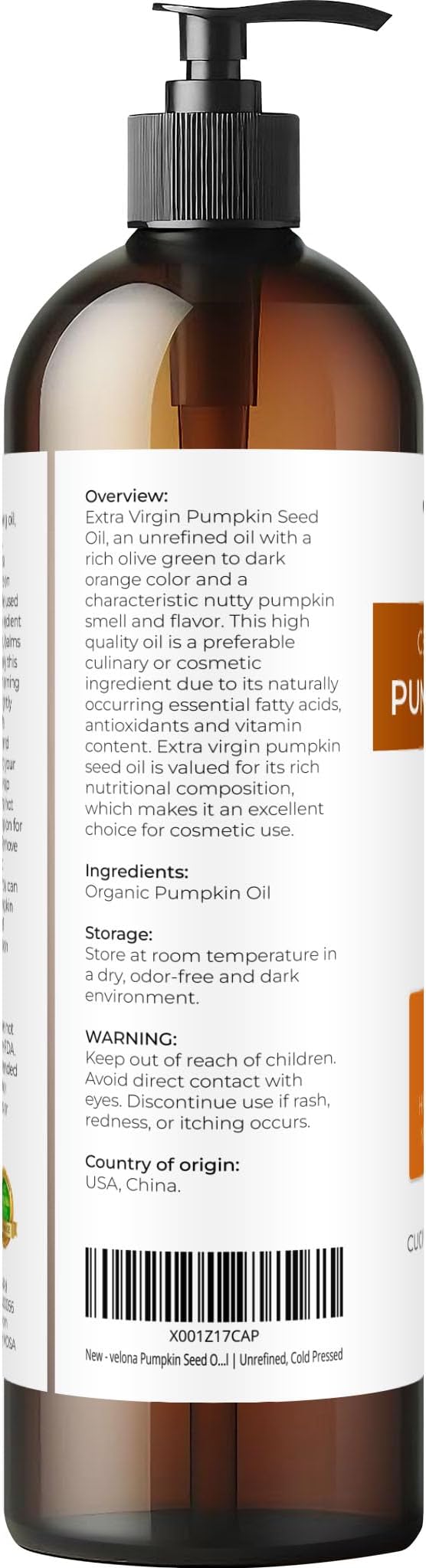 velona Pumpkin Seed Oil USDA Certified Organic - 8 Fl Oz | 100% Pure and Natural Carrier Oil | Unrefined, Cold Pressed | Cooking, Face, Hair, Body & Skin Care | Use Today - Enjoy Result