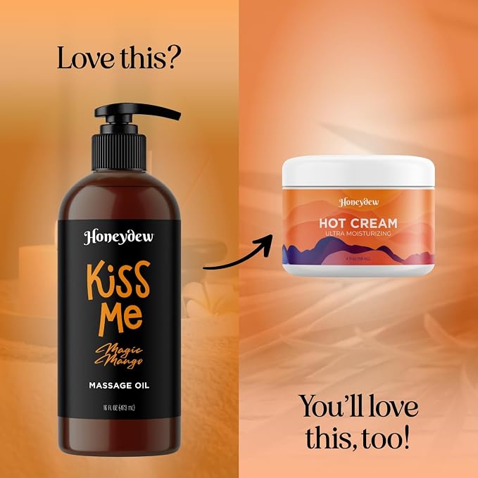 Mango Sensual Massage Oil for Couples - Alluring Tropical Full Body Massage Oil for Date Night and Nourishing Body Moisturizer with Sweet Almond - Vegan Non Greasy & Smooth Gliding Formula (16 Fl Oz)
