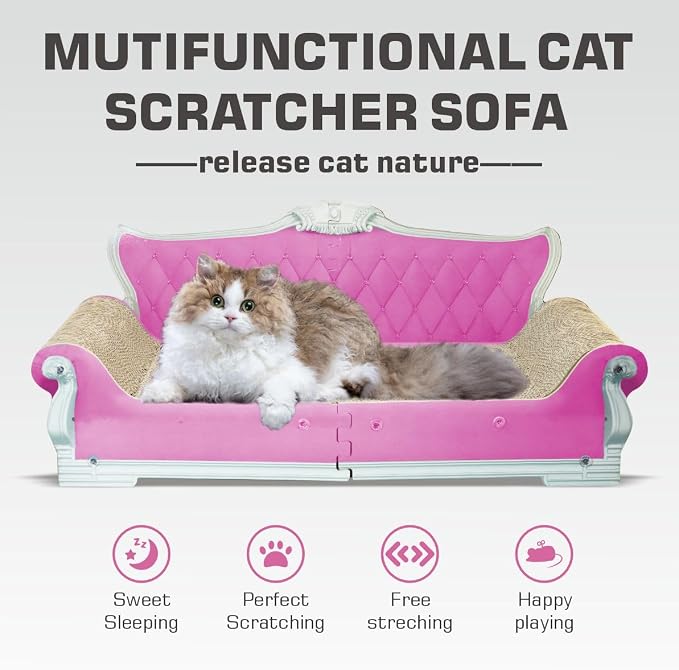 Extra Large Cat Scratcher Sofa Bed, Ergonomic Cardboard Couch | 27.5" Durable Cat Couch & Scratching Board, Reversible Lounge Furniture for Big Cats & Multi-Cat Households