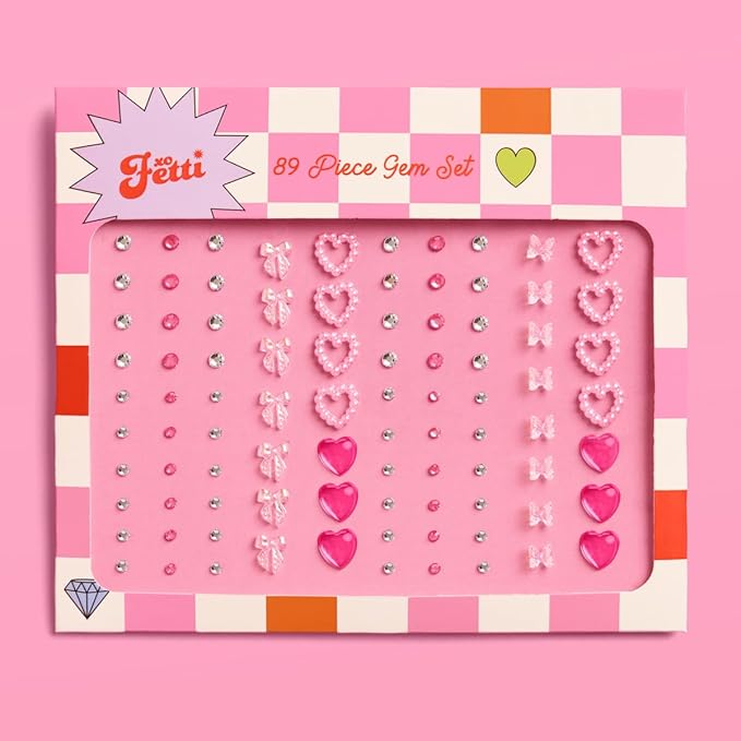 xo, Fetti Bow + Heart Face Eye Gems - 89 pcs. | Cute Bachelorette Face Stickers, Birthday Rhinestone Accessory, Concert Party Decorations, Rave Supplies