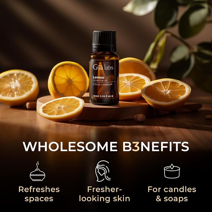 Orange Essential Oil for Diffuser & Lemon Essential Oil for Diffuser Set - Aromatherapy Grade Essential Oils Set - 2x0.34 fl oz - Gya Labs