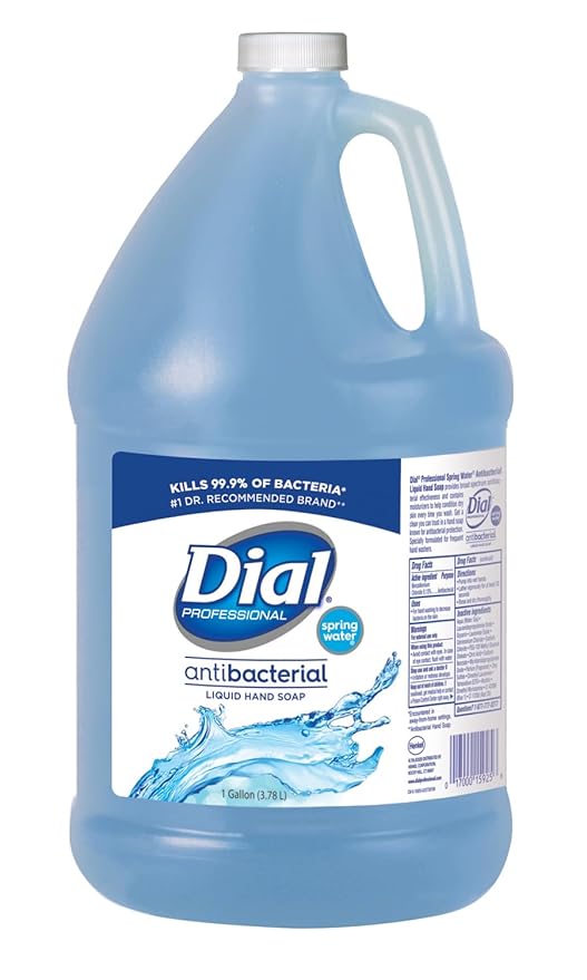 Dial Antibacterial Defense Liquid Hand Soap + Aloe, Spring Water Scent, 1 Gallon Hand Soap Refill, Dermatologist-Tested, Gentle Formula