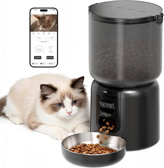 Automatic Cat Feeder with Camera – 5G WiFi Timed Cat Food Dispenser, 4L Clog-Free Smart App Control Pet Feeder, 1080P HD Video with Night Vision Healthy Feeding for Small Pets Indoor