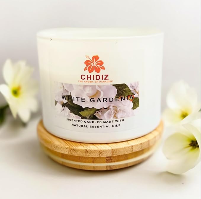 White Gardenia Soy Scented Candles | Large 1 Wick Jar Candle | Up to 45 Hours Burning Time | Relaxing Aromatherapy Candles | Housewarming Gift for Women and Men (Medium, White Gardenia)