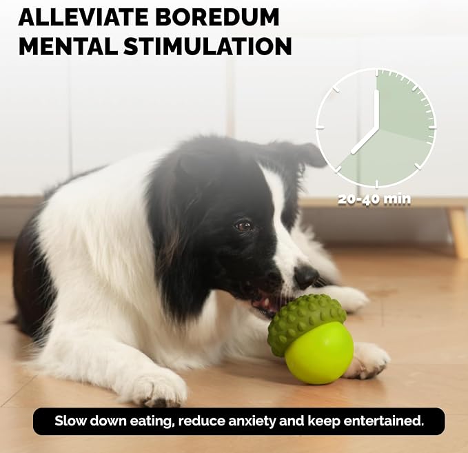 POPUPJOYS Interactive Treat Dispensing Dog Toys for Mental Stimulation & Healthy Eating | Enrichment Treat Toy with Detachable Lid for All Dog Sizes | Food-Grade Silicone, Dishwasher Safe (Green)