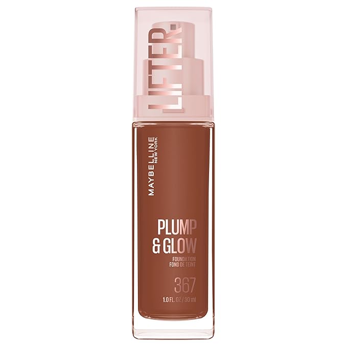 Maybelline Lifter Plump & Glow Foundation, Liquid Foundation with 2% Niacinamide + Hyaluronic Acid, Plumping and Brightening Face Makeup, 367, 1 Count