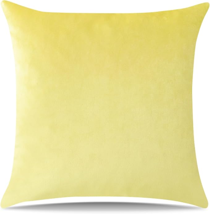 Artscope Luxury Velvet Pillow Covers Super Soft Decorative Square Throw Pillow Covers Case Cushion Covers for Sofa Couch Bedroom Car Decor 16x16 Inch Lemon Yellow