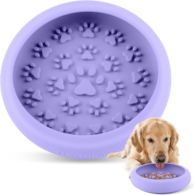 Silicone Dog Lick Bowl, Slow Feeder Dog Bowls with Strong Suction, Purple