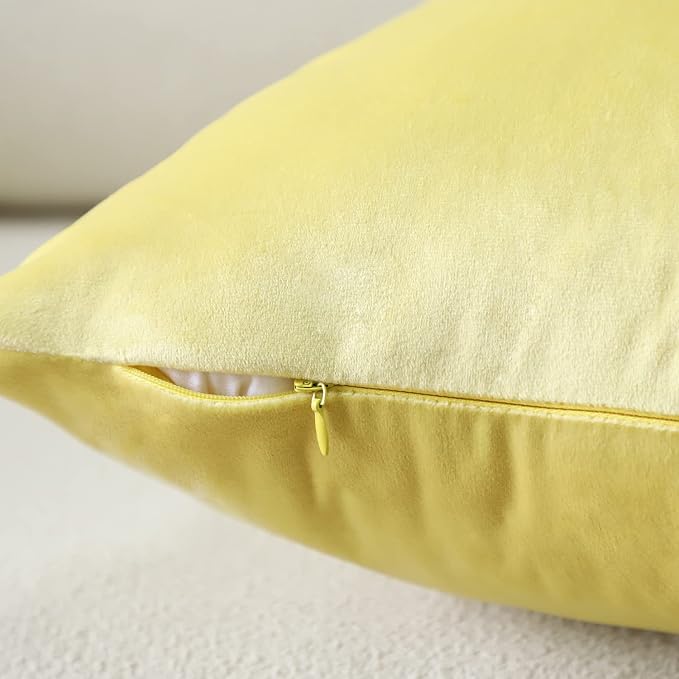 Artscope Luxury Velvet Pillow Covers Super Soft Decorative Rectangle Throw Pillow Covers Case Cushion Covers for Sofa Couch Bedroom Car Decor 16x24 Inch Lemon Yellow