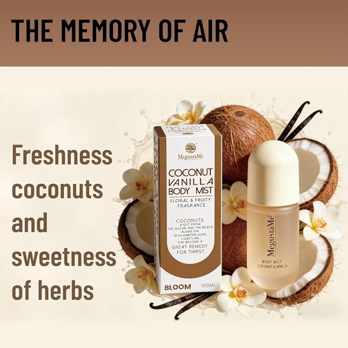 Coconut Vanilla Body Spray | Paraben-Free & Phthalate-Free | Long-Lasting Fresh Fragrance | coconut body spray | vanilla coconut perfumes for women, 3.38 fl oz (100ml)