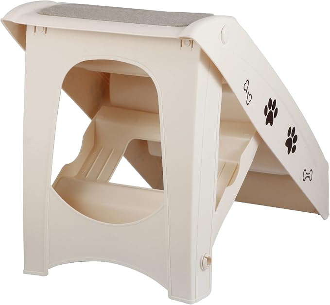 ZENY Dog Stairs for Bed 20" H, 4-Step Dog Steps for High Bed, Couch, Car | Pet Steps for Small Dogs and Cats, Non-Slip Pet Ramp Indoor, Tan
