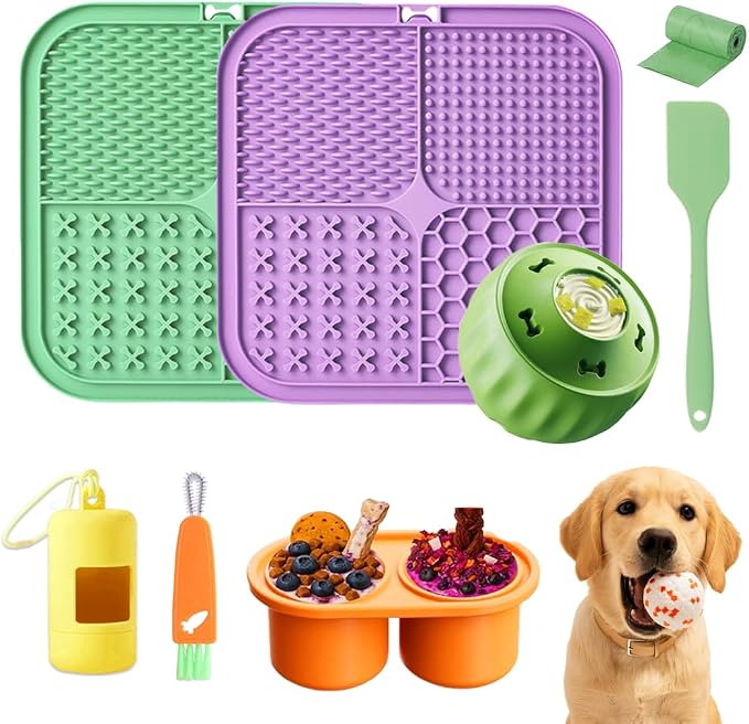 7.87" Dog&Cat Lick Mat with Suction Cup Set,Frozen Treat Toy for Dog