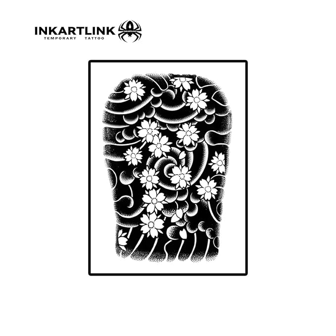 INKARTLINK Semi Permanent Tattoos, Temporary Tattoos, Adult Art Designs, Arm Tattoos for Cool Guys, Party Favors, Waterproof, Realistic, No Adhesive, No Reflective (Artistic Flower Arm)
