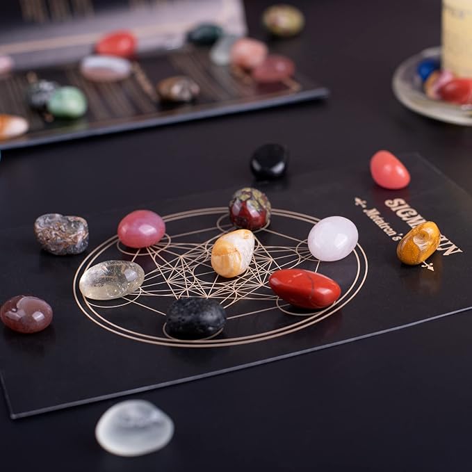 Polished Colorful Healing Crystal Stone Set, 72 Pcs 0.5" Tumbled Gemstones, Bulk Decorative Pretty Rocks Collection for Meditation, Reiki, Grounding, Vase Filler, Mancala Stones and Crafts