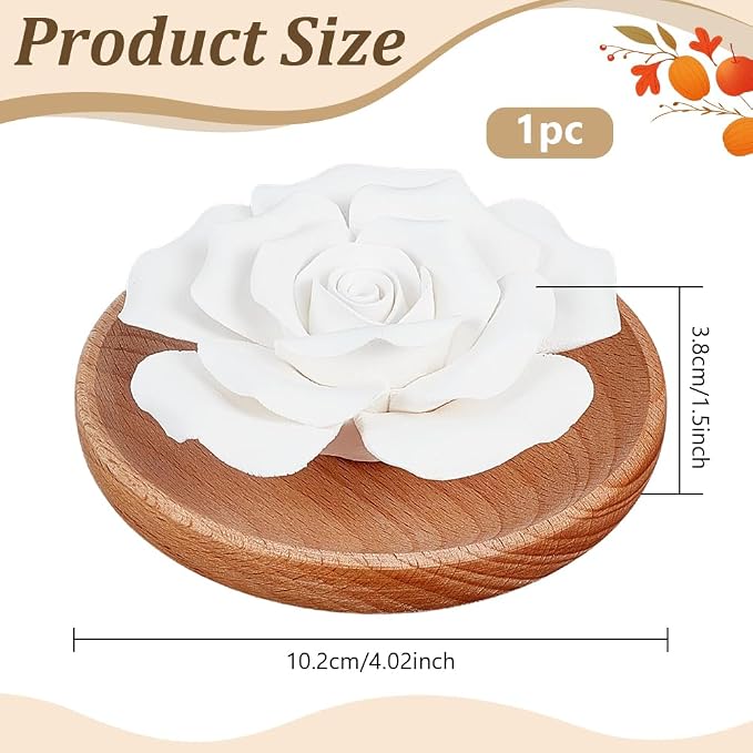 PH PandaHall Essential Oil Passive Flower Diffuser, White Flower Ceramic Essential Oil Small Diffuser Cordless Aromatherapy for Small Room Desk Bathroom Office Air Freshener, Rose