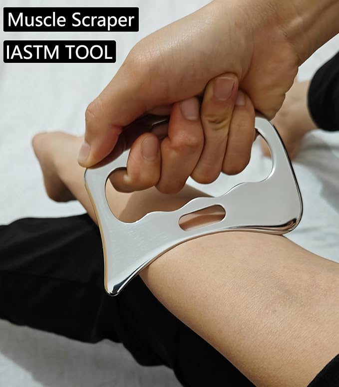 Professional Muscle Scraping Tool Set, 4-Piece Stainless Steel Massage Kit with Case, Physical Therapy and Myofascial Release Tools