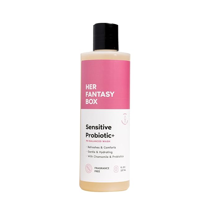 Her Fantasy Box | Sensitive Probiotic+ Gentle Cleanser – Fragrance-Free, pH Balanced Body Wash with Chamomile & Probiotic Lysates, Vegan & Cruelty Free, 8 oz