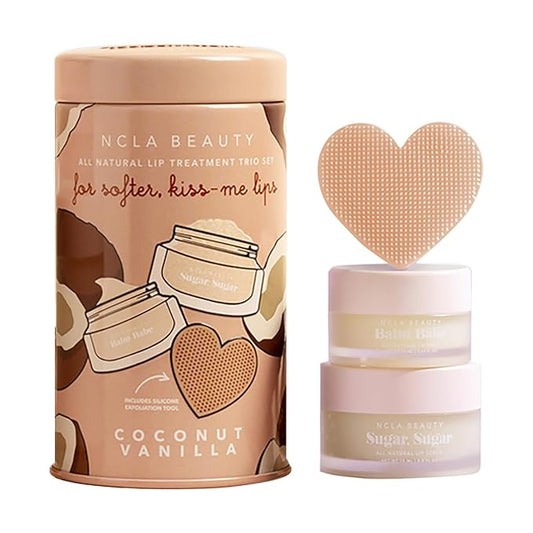 NCLA - Lip Care Set + Lip Scrubber | Clean, Natural, Non-Toxic Beauty (Coconut Vanilla)