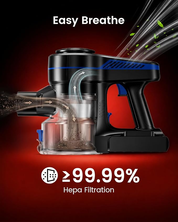 NADALY Cordless Vacuum Cleaner, 580W 50KPa Self-Standing Stick Vacuum with 65-Min Runtime, Anti-Tangle Brush, 1.8L Large Dust Cup, Lightweight Vacuum Cleaners for Home Hardwood Floor Carpet Pet Hair