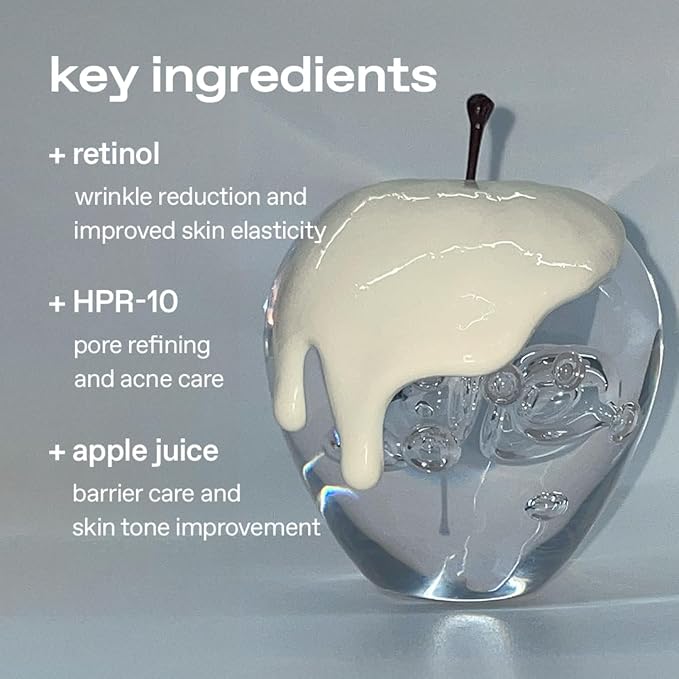glow apple retinol eye cream | wrinkle‑improvement | rich ointment‑type with 0.1% pure retinol & 4th‑gen hpr | deep‑firming | antioxidant‑rich formula for revitalised radiance | 0.5 fl oz