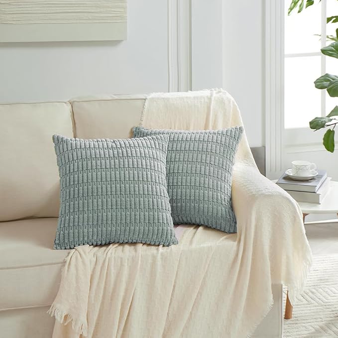 Fancy Homi 4 Packs Decorative Throw Pillow Covers for Living Room Couch Bed, Modern Farmhouse Boho Home Décor Accent Cushion Case, 14" x 14", Grey Blue