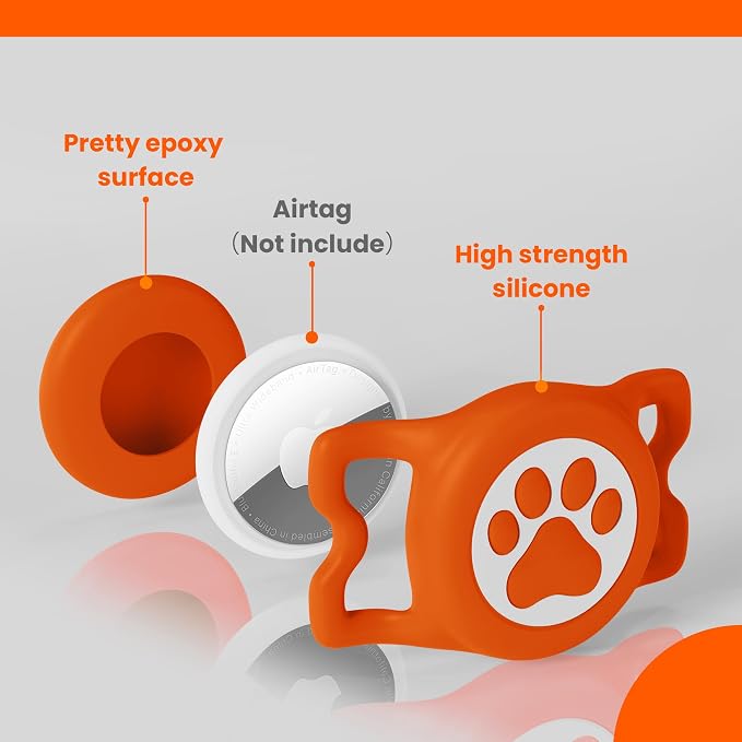 Waterproof Airtag Dog Collar Holder for Apple Air Tag, Silicone Dog Airtag Holder for Dogs & Cat Collars(Red)