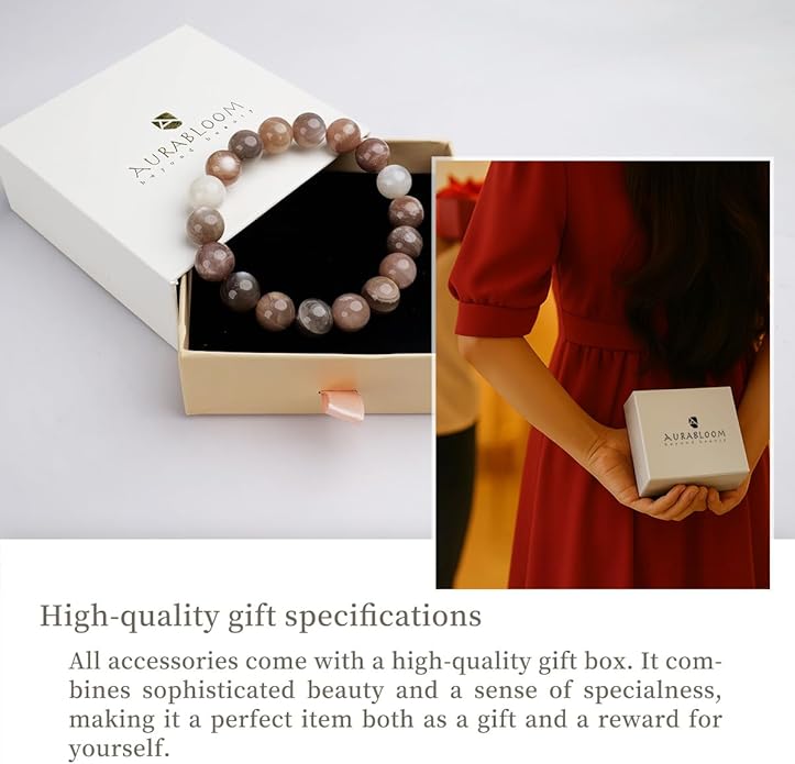 8mm Natural Gemstone Beaded Bracelet for Women, Dainty Round Crystal Stretch Bracelets, Spiritual Healing & Calming Stone Jewelry Gift