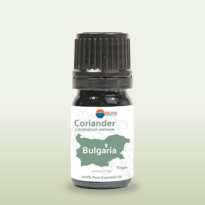 Coriander Essential Oil - Direct from Bulgarian Balkan Mountains - Steam Distilled - Aceite Cilantro for Aromatherapy, Massage, Diffuser, DIY Candle and Soap Making - 2lbs
