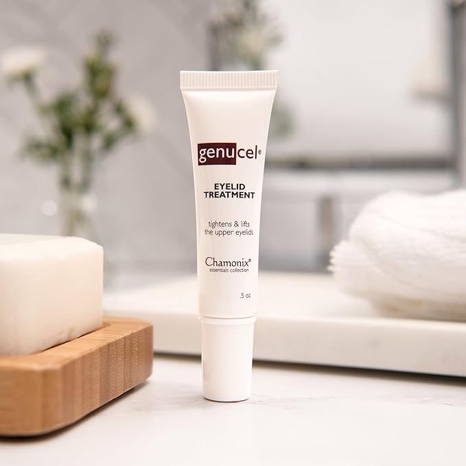 Genucel Eyelid Cream – Firming & Hydrating Treatment for Sagging, Tired-Looking Eyelids with Matrixyl Peptides, 0.5 fl oz