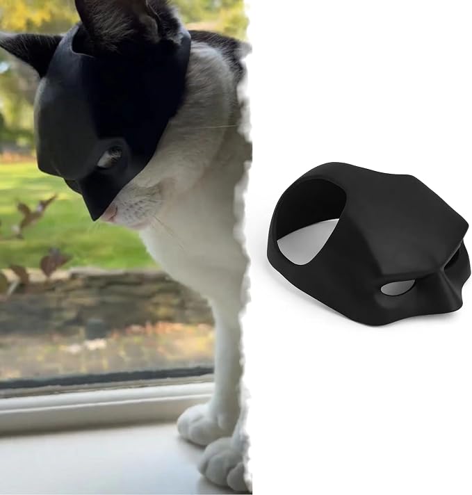 Yipintang Soft & Caring Silicone Cat Bat Mask, Skin-Friendly Halloween Costume for Cats, Lightweight & Flexible Pet Cosplay Accessories, Black Bat