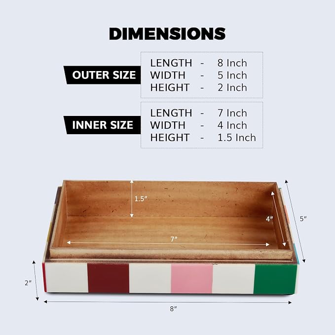 Handicrafts Home Decorative Keepsake Box 8x5 – Small Organizer Box with Lid, Boho Decorative Storage, Retro Memory Box, Unique Coffee Table Décor, Jewelry or Trinket Box, Modern Shelf Decorative Box